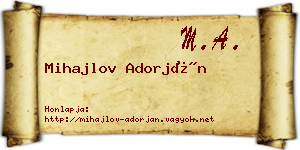 Mihajlov Adorján névjegykártya